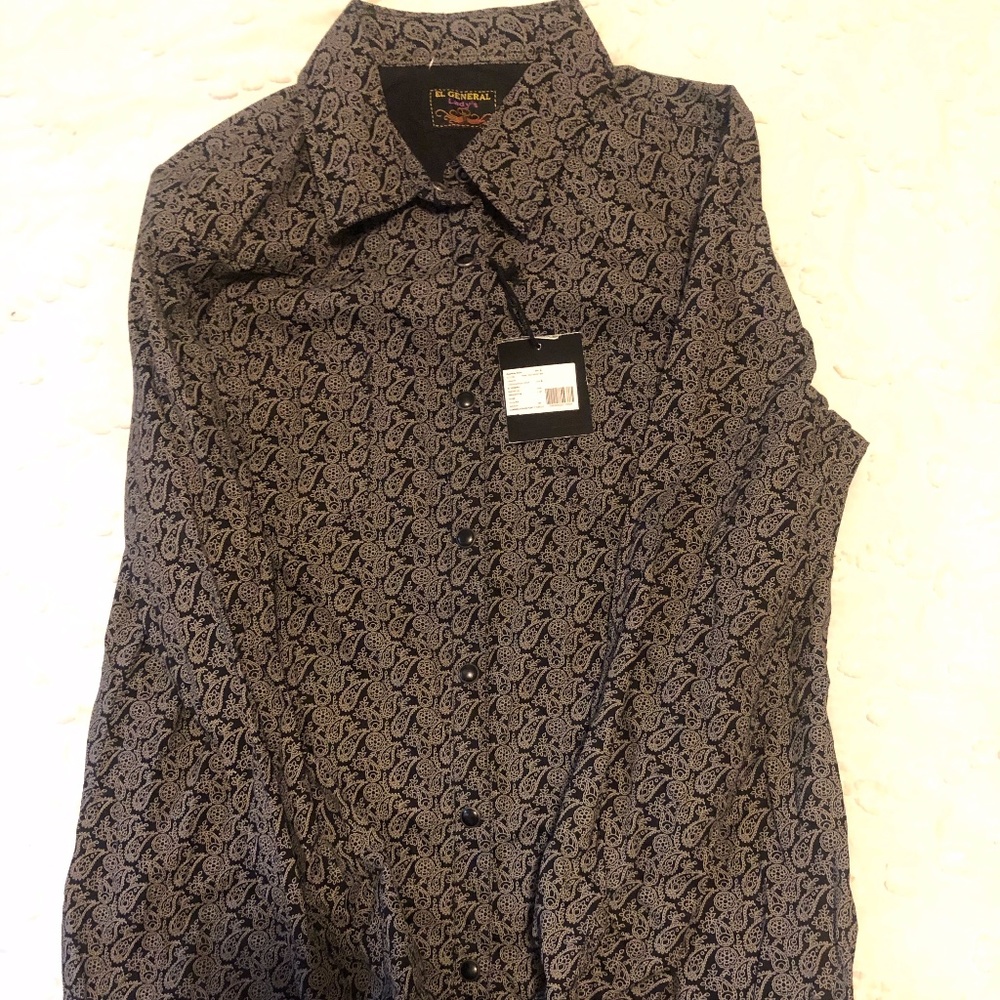 Women's El General Black Western Button Down Shirt